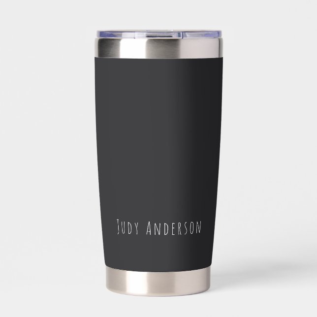 Matte Black Professional Plain Modern Elegant Name Insulated Tumbler (Front)