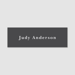 Matte Black Professional Plain Modern Elegant Name Tag