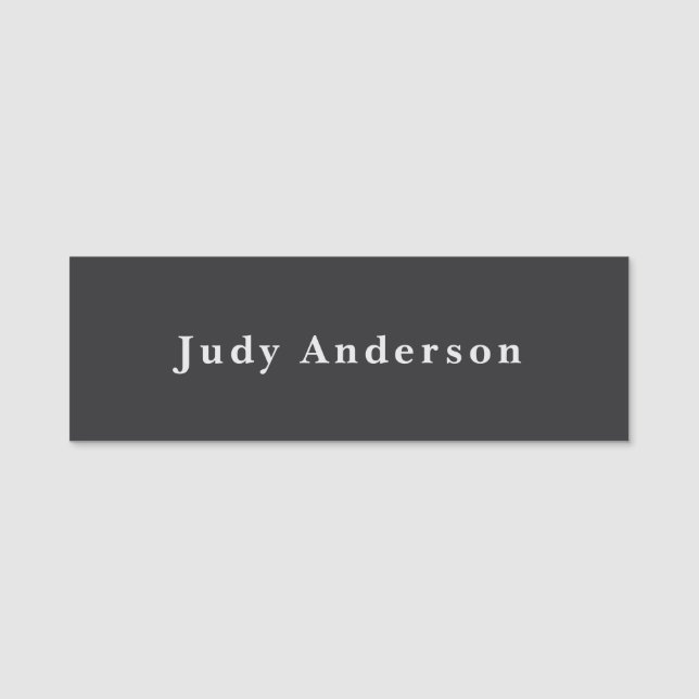 Matte Black Professional Plain Modern Elegant Name Tag (Front)