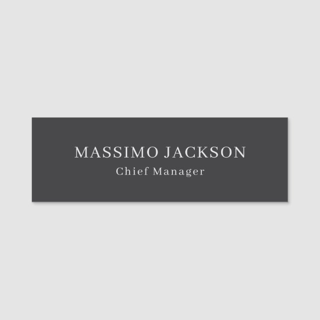 Matte Black Professional Plain Modern Elegant Name Tag (Front)