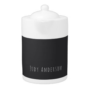 Matte Black Professional Plain Modern Elegant Name Teapot