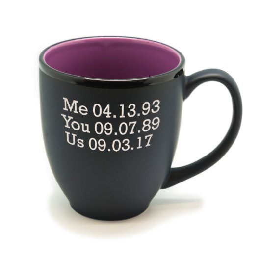Matte Black & Purple Wedding Anniversary Mug  (Front)