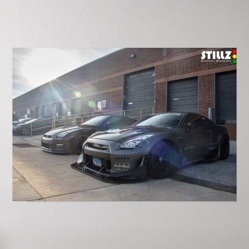 Matte Black Rocket Bunny Nissan GTR Poster