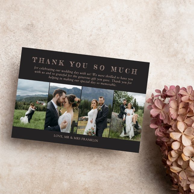 Matte Black Wedding Photos Sketched Font Thank You (Creator Uploaded)