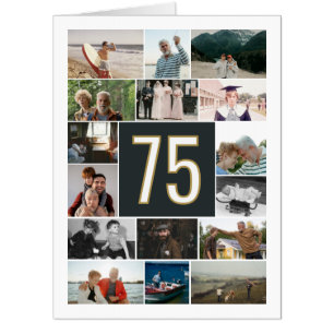 Matte Black & White 16 Photos Birthday Big Card