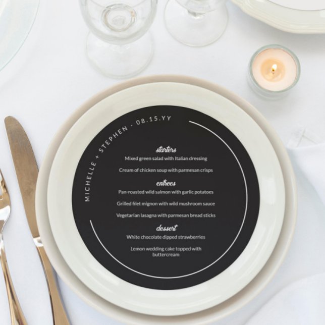 Matte Black White Curved Names Round Menu (Creator Uploaded)