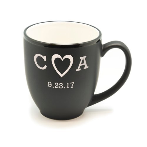 Matte Black  White Initials Bistro Mug 