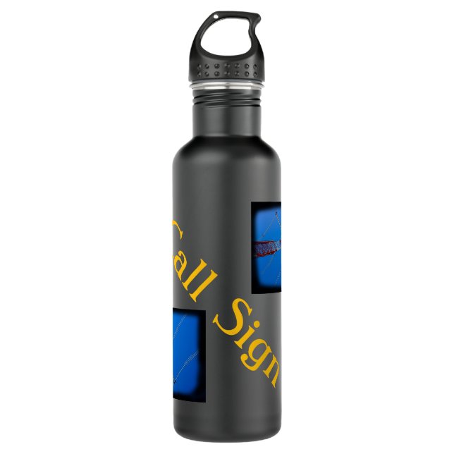 Matte Black with your callsign Stainless Steel Water Bottle (Front)