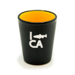 Matte Black/Yellow Hilo Shot Glass "I Fish"<br><div class="desc">The matte black w/yellow accent Hilo Shot Glass can be used for restaurants,  bars,  lounges,  promotional giveaways,  gifts,  or wedding favors. They have a black matte exterior with a glossy colored interior. Made from strong and durable ceramic,  add sand etched personalized text to make it truly unique!</div>