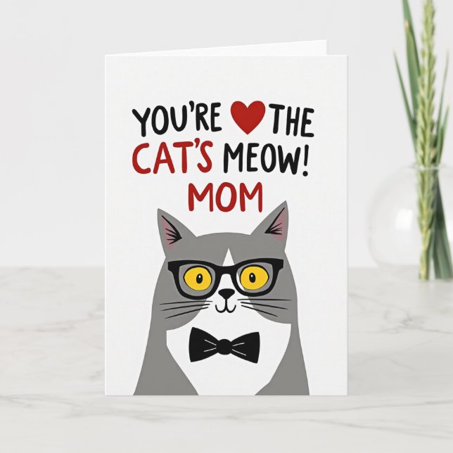 Matte Cool Cat Mom Card (Front)