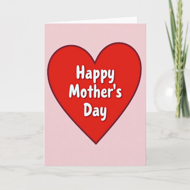Matte Crimson Heart Mothers Day Card (Front)