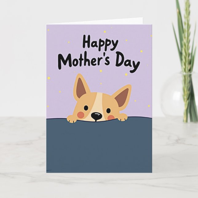Matte Cute Dog Mothers Day Card (Front)