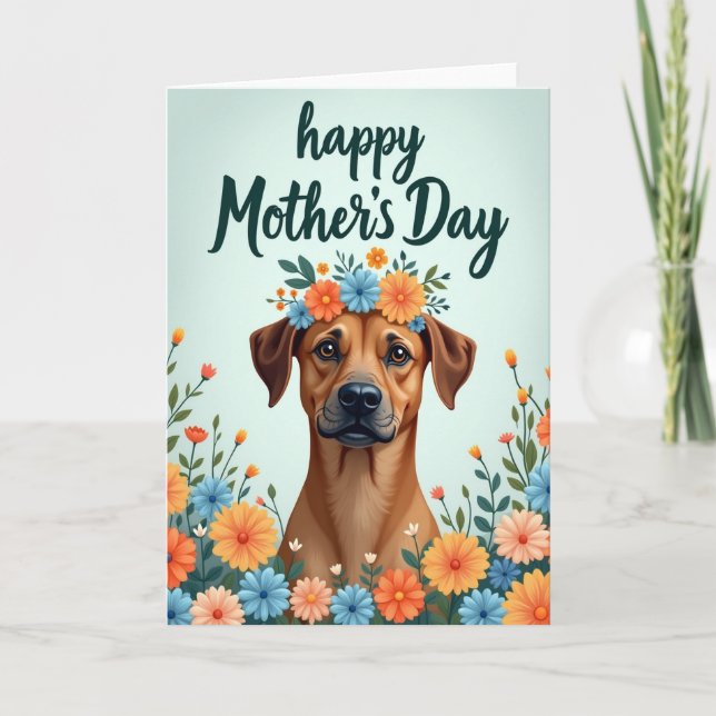 Matte Dog Floral Celebration Card (Front)