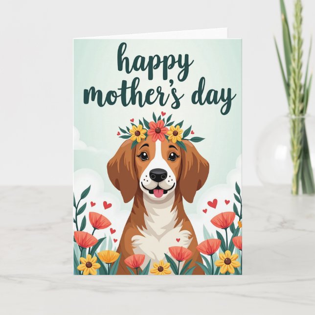 Matte Dog Floral Crown Card (Front)