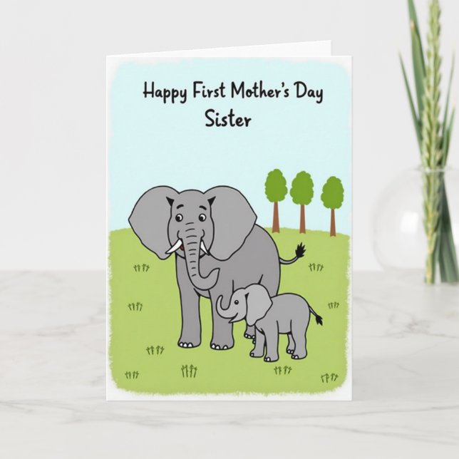 Matte Elephant Family Card (Front)