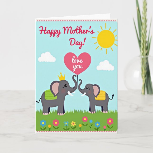 Matte Elephant Love You Card (Front)