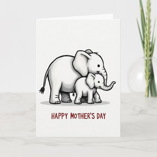 Matte Elephant Mothers Day Card (Front)