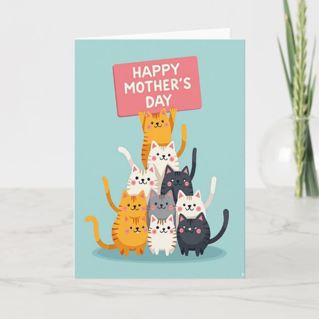 Matte Feline Mothers Day Card (Front)