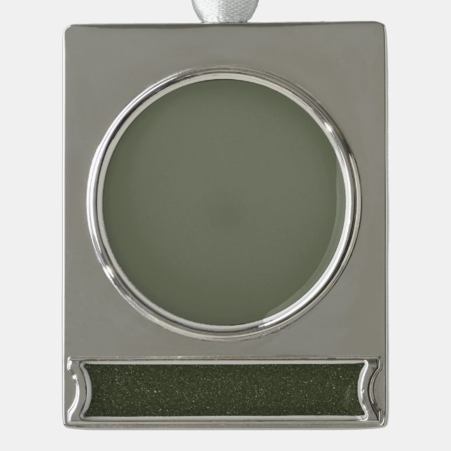 Matte & Glitter Moss Green Banner Ornament (Front)