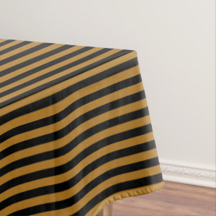Matte Gold and Black Stripe Tablecloth