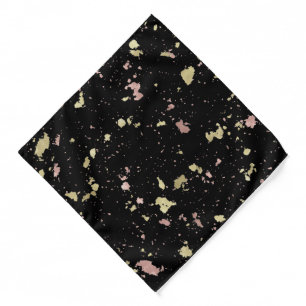 Matte Gold and Rose Gold Flakes Black Bandana