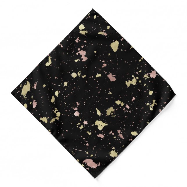 Matte Gold and Rose Gold Flakes Black Bandana (Front)