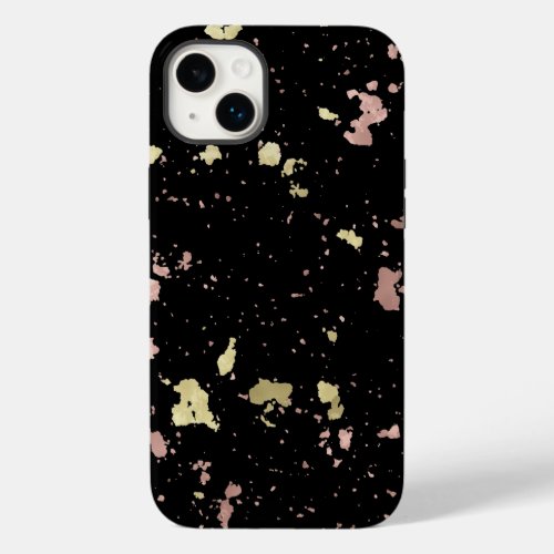 Matte Gold and Rose Gold Flakes Black Case_Mate iPhone 14 Plus Case