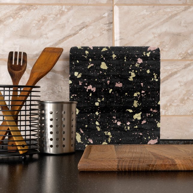 Matte Gold and Rose Gold Flakes Black Cutting Board (Creator Uploaded)