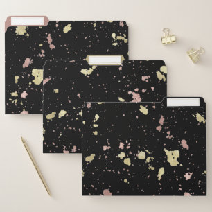 Matte Gold and Rose Gold Flakes Black File Folder