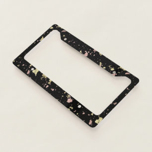 Matte Gold and Rose Gold Flakes Black License Plate Frame