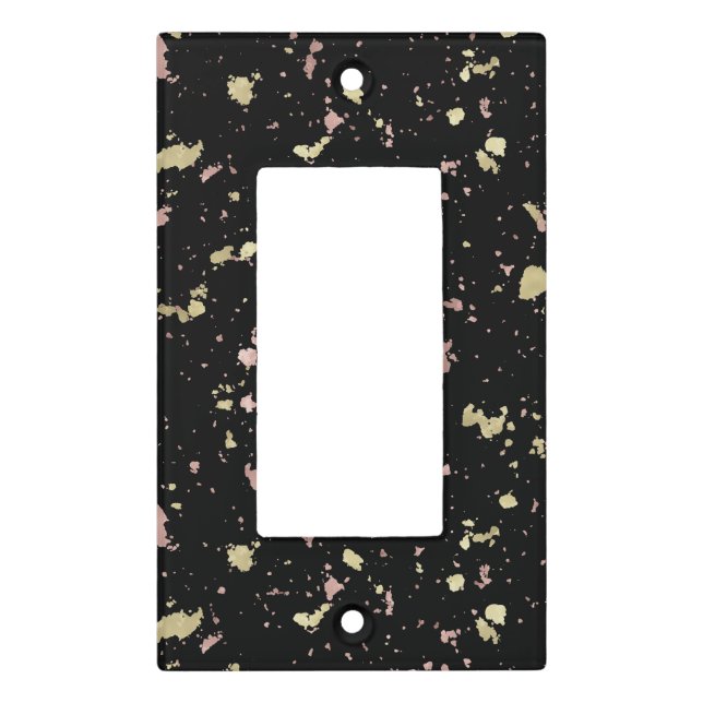 Matte Gold and Rose Gold Flakes Black Light Switch Cover (Front)