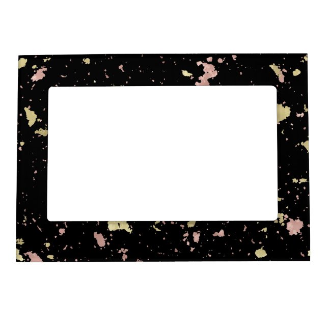 Matte Gold and Rose Gold Flakes Black Magnetic Frame (Front)