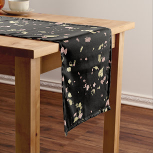 Matte Gold and Rose Gold Flakes Black Medium Table Runner