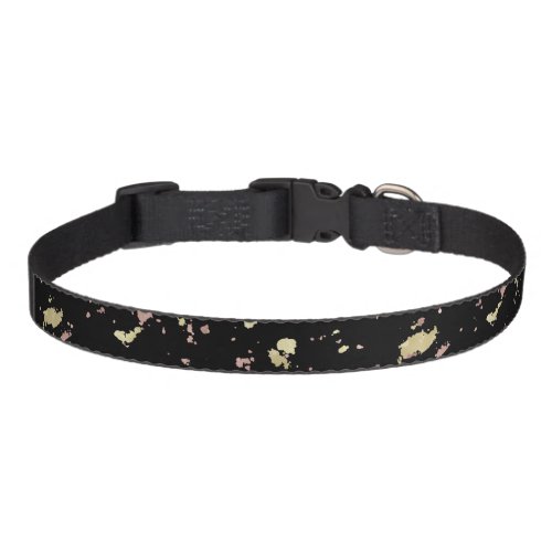 Matte Gold and Rose Gold Flakes Black Pet Collar