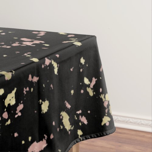 Matte Gold and Rose Gold Flakes Black Tablecloth