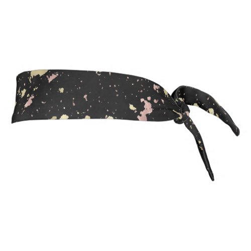 Matte Gold and Rose Gold Flakes Black Tie Headband