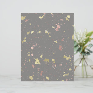 Matte Gold and Rose Gold Flakes Dark Warm Gray