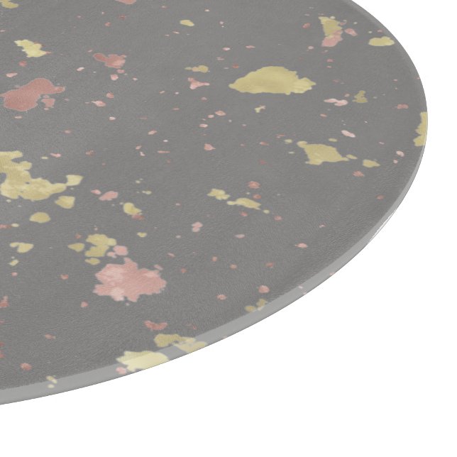 Matte Gold and Rose Gold Flakes Dark Warm Gray Cutting Board (Corner)