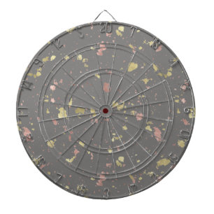 Matte Gold and Rose Gold Flakes Dark Warm Gray Dart Board