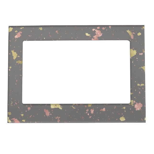Matte Gold and Rose Gold Flakes Dark Warm Gray Magnetic Frame (Front)
