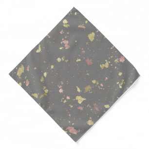 Matte Gold and Rose Gold Flakes Warm Dark Gray Bandana