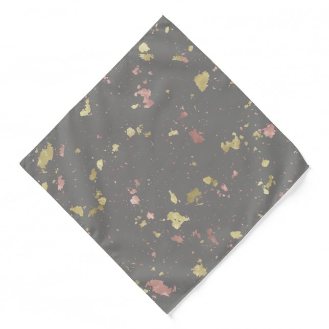 Matte Gold and Rose Gold Flakes Warm Dark Gray Bandana (Front)