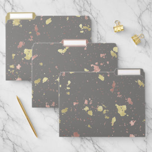 Matte Gold and Rose Gold Flakes Warm Dark Gray File Folder