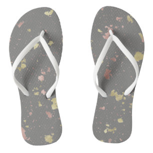 Matte Gold and Rose Gold Flakes Warm Dark Gray Flip Flops