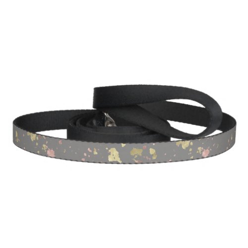 Matte Gold and Rose Gold Flakes Warm Dark Gray Pet Leash