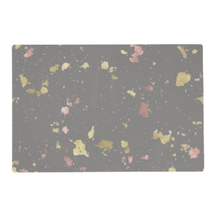 Matte Gold and Rose Gold Flakes Warm Dark Gray Placemat
