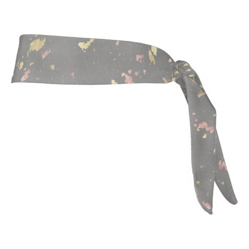 Matte Gold and Rose Gold Flakes Warm Dark Gray Tie Headband