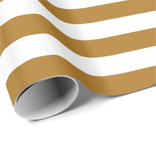 Matte Gold and White Stripe Wrapping Paper (Roll Corner)