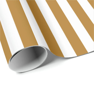 Matte Gold and White Stripe Wrapping Paper