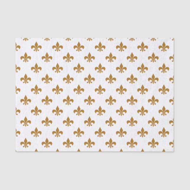 Matte Gold Fleur-de-lis on White Tissue Paper (Front)
